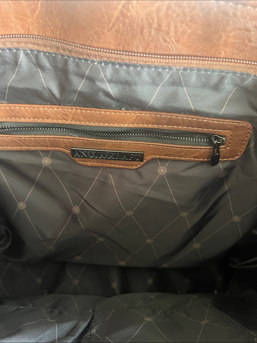 Antik Kraft Chocolate Brown Vegan Leather Studded Tote - Picture 5 of 6